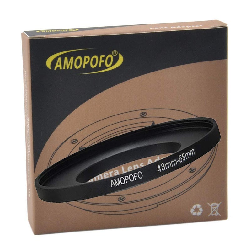 Amopofo Metal Step Up Ring Adapter 43mm to 58mm Step-Up Lens Adapter Ring for Filters, Made of CNC Machined Space Aluminum with Matte Black Electroplated Finishâ€¦ - Image 1